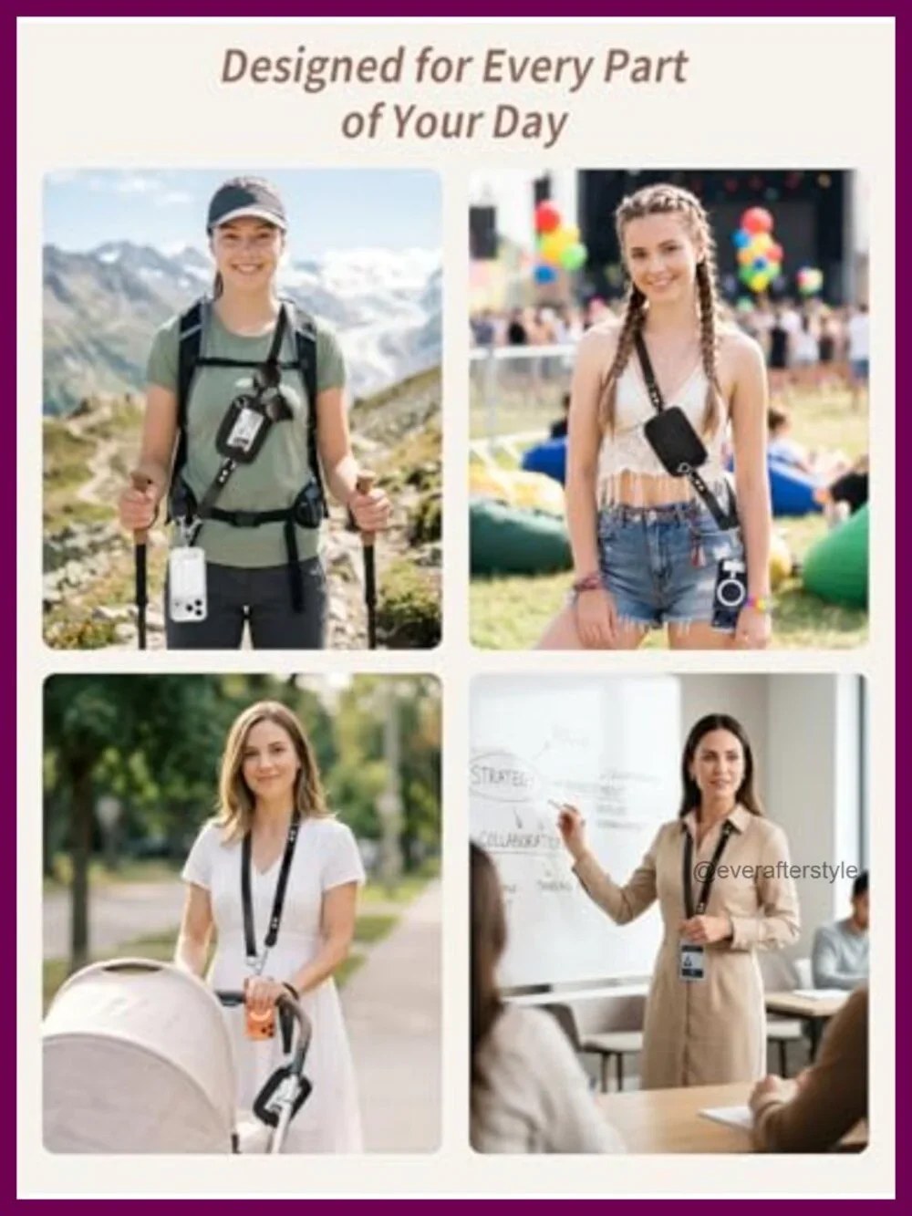 Crossbody Phone Lanyard Strap with Detachable RFID Wallet, Adjustable Neoprene